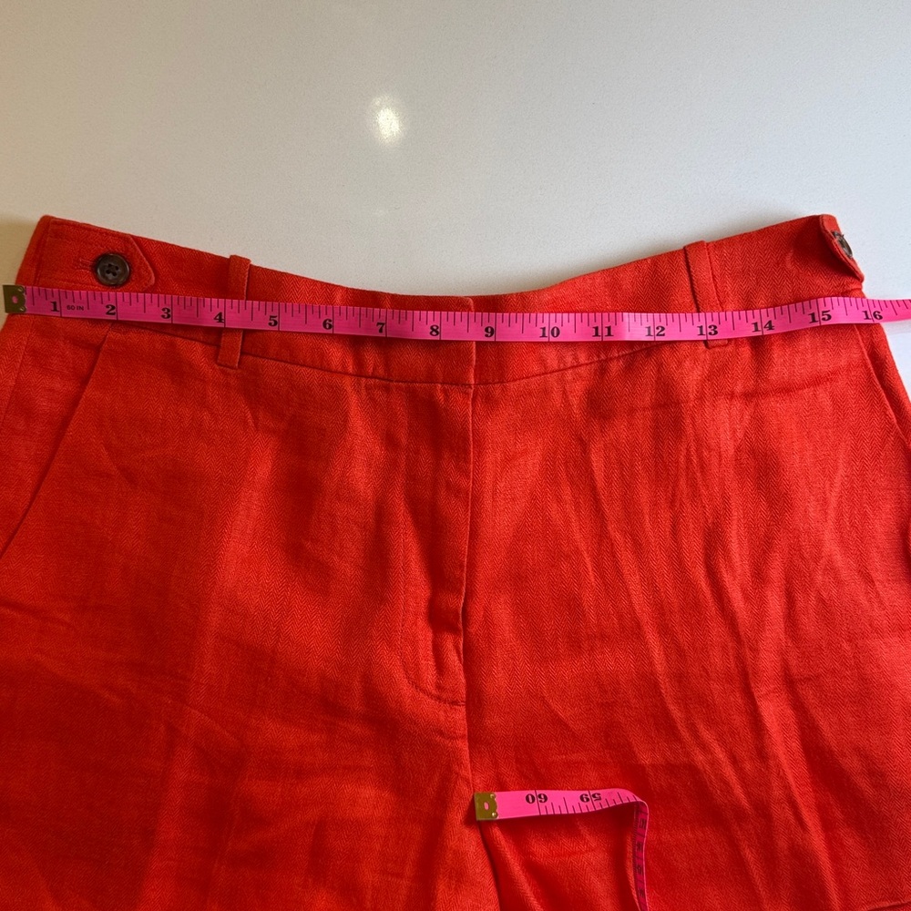 J. Crew 100% Linen High Waist Shorts. Coral/ Orange Size 8 - Picture 10 of 11